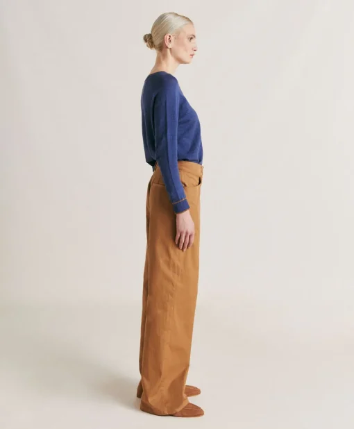 Pantaloni Olivina In Gabardina - Caramello