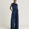 Pantaloni Patrice Bis In Seta Unita - Blu Notte