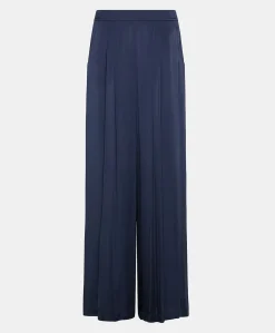 Pantaloni Patrice Bis In Seta Unita - Blu Notte