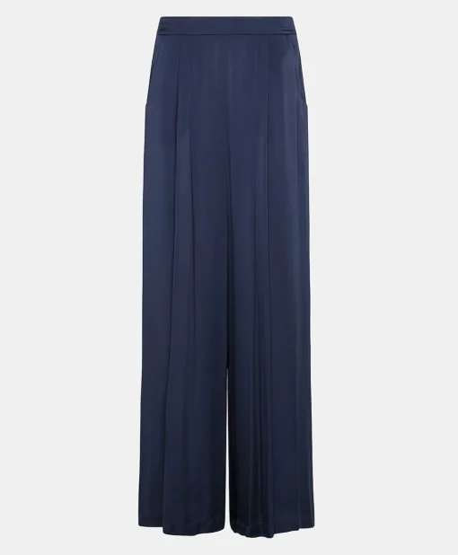 Pantaloni Patrice Bis In Seta Unita - Blu Notte
