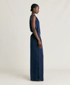 Pantaloni Patrice Bis In Seta Unita - Blu Notte