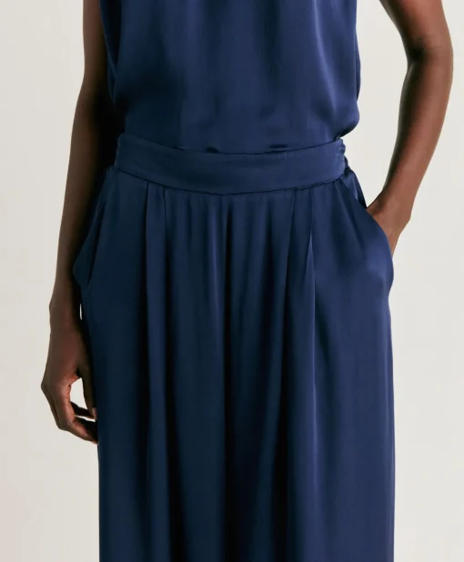 Pantaloni Patrice Bis In Seta Unita - Blu Notte