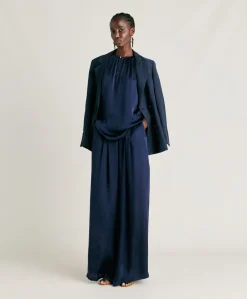 Pantaloni Patrice Bis In Seta Unita - Blu Notte