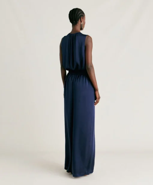 Pantaloni Patrice Bis In Seta Unita - Blu Notte