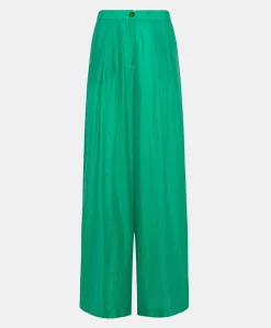 Pantaloni Patrice In Cupro Jacquard - Smeraldo