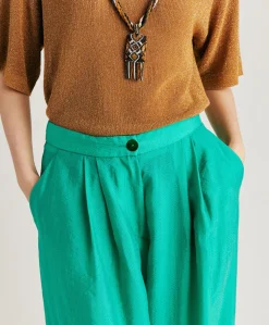 Pantaloni Patrice In Cupro Jacquard - Smeraldo