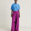 Pantaloni Violina In Viscosa Lino Elegante - Ciclamino