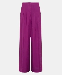 Pantaloni Violina In Viscosa Lino Elegante - Ciclamino