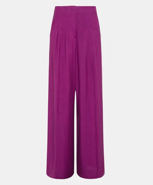 Pantaloni Violina In Viscosa Lino Elegante - Ciclamino
