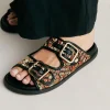 Sandali Chamorro Con Intreccio - Nero Multicolor
