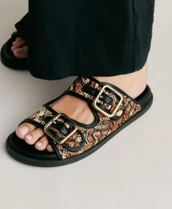 Sandali Chamorro Con Intreccio - Nero Multicolor