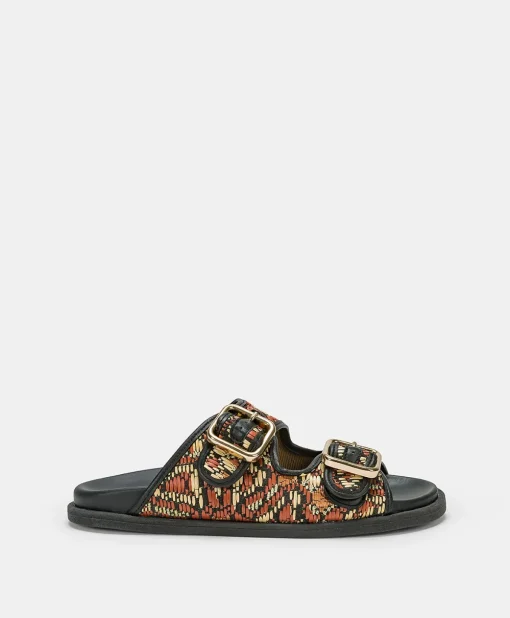Sandali Chamorro Con Intreccio - Nero Multicolor