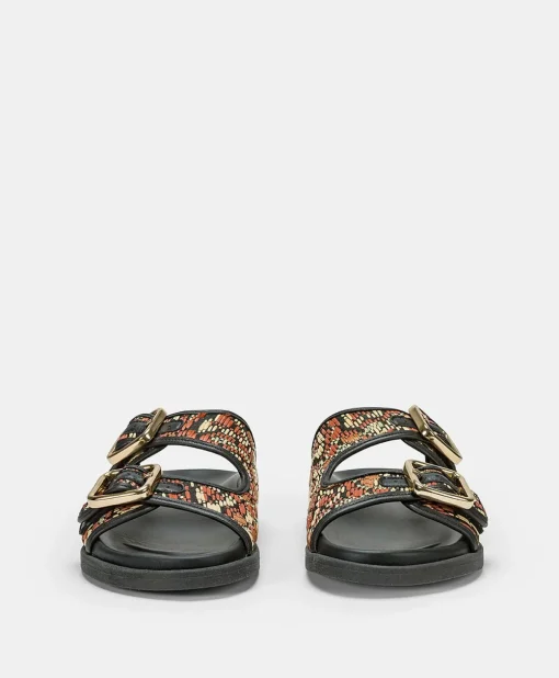 Sandali Chamorro Con Intreccio - Nero Multicolor
