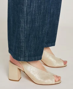 Sandali Trifoglio In Pelle Lame' - Oro Chiaro