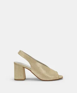 Sandali Trifoglio In Pelle Lame' - Oro Chiaro