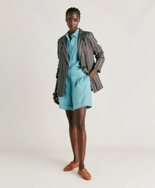 Short Manbru' In Lino - Ceruleo
