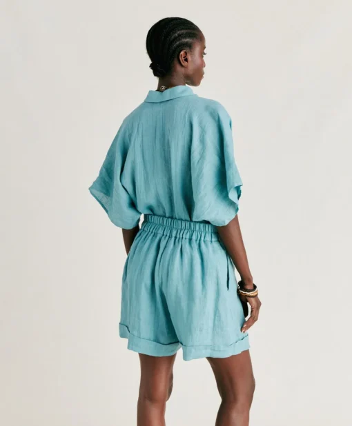 Short Manbru' In Lino - Ceruleo