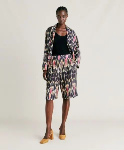 Short Nina In Viscosa Lino - Multicolor Blu
