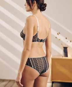Slip Amaca In Nylon Stampato - Nero Multicolor