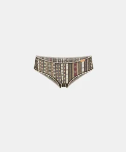 Slip Amaca In Nylon Stampato - Nero Multicolor