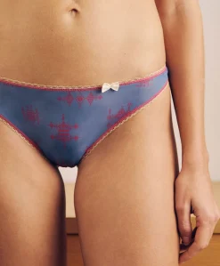 Slip Arca In Nylon Stampato - Bluette/Fucsia