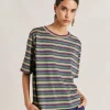 Thirt Iora In Jersey Lurex A Righe - Multicolor Verde