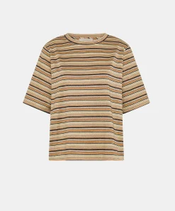 Thirt Iora In Jersey Lurex A Righe - Ruggine Multicolor