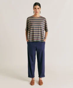 Thirt Iora In Jersey Lurex A Righe - Multicolor Verde