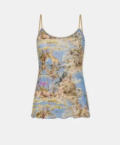 Top Airelle In Nylon Stampato - Ceruleo Multicolor