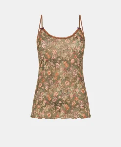 Top Airelle In Nylon Stampato - Army Multicolor