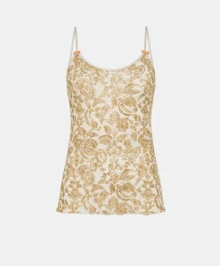 Top Airelle In Nylon Stampato - Panna / Multicolor