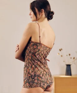 Top Airelle In Nylon Stampato - Army Multicolor