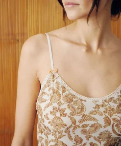 Top Airelle In Nylon Stampato - Panna / Multicolor