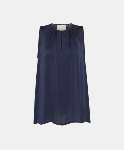 Top Cris In Seta Unita - Blu Notte