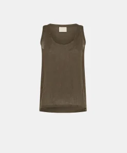 Top Mola In Lino - Army
