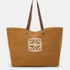 Tote Bag Paraguan In Canvas Con Ricamo - Brandy