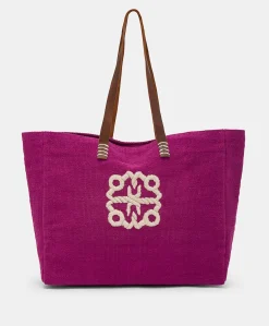 Tote Bag Paraguan In Canvas Con Ricamo - Ciclamino
