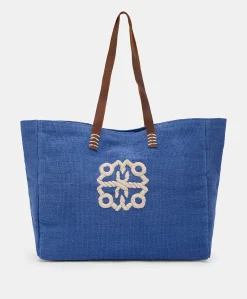Tote Bag Paraguan In Canvas Con Ricamo - Bluette
