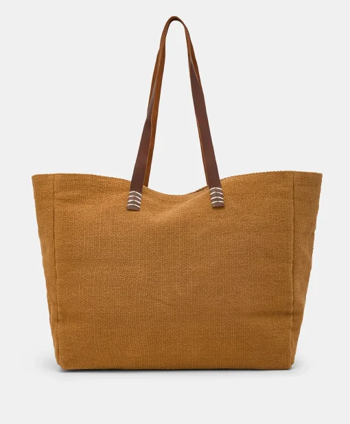 Tote Bag Paraguan In Canvas Con Ricamo - Brandy