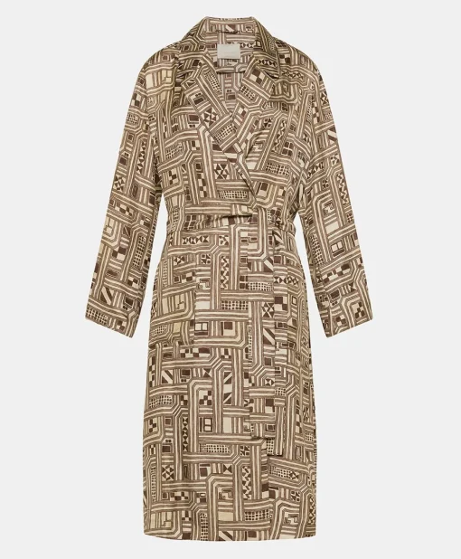 Trench Bados In Twill Di Seta - Beige/ Tabacco