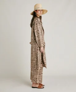 Trench Bados In Twill Di Seta - Beige/ Tabacco