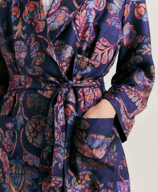 Trench Bados In Twill Di Seta - Blu Notte Multicolor