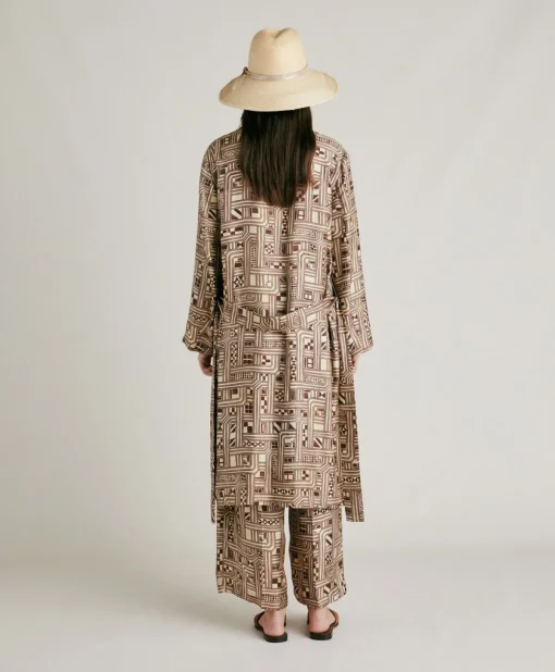 Trench Bados In Twill Di Seta - Beige/ Tabacco