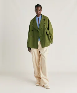 Trench Gazania In Cotone - Verde