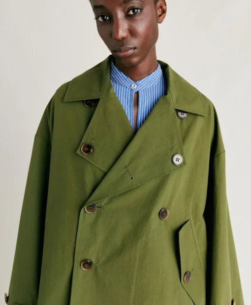 Trench Gazania In Cotone - Verde