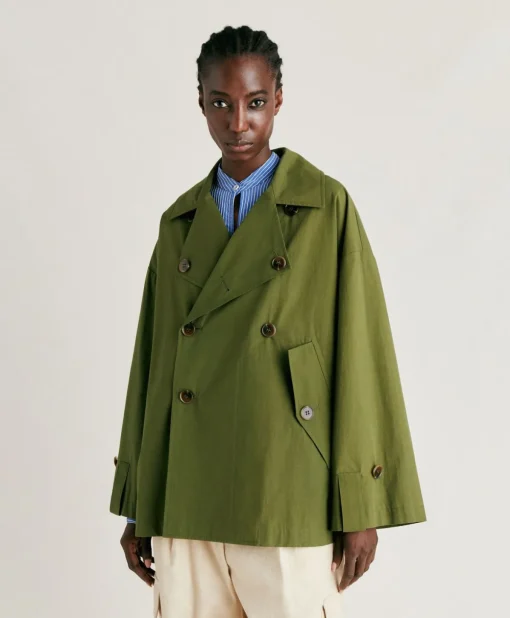 Trench Gazania In Cotone - Verde