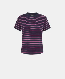 Tshirt Lottie In Jersey A Righine - Fucsia/Blu