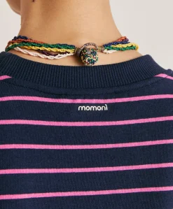 Tshirt Lottie In Jersey A Righine - Fucsia/Blu