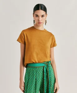 Tshirt Lottie In Jersey Lino - Caramello