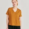 Tshirt Nancy In Jersey Lino - Caramello